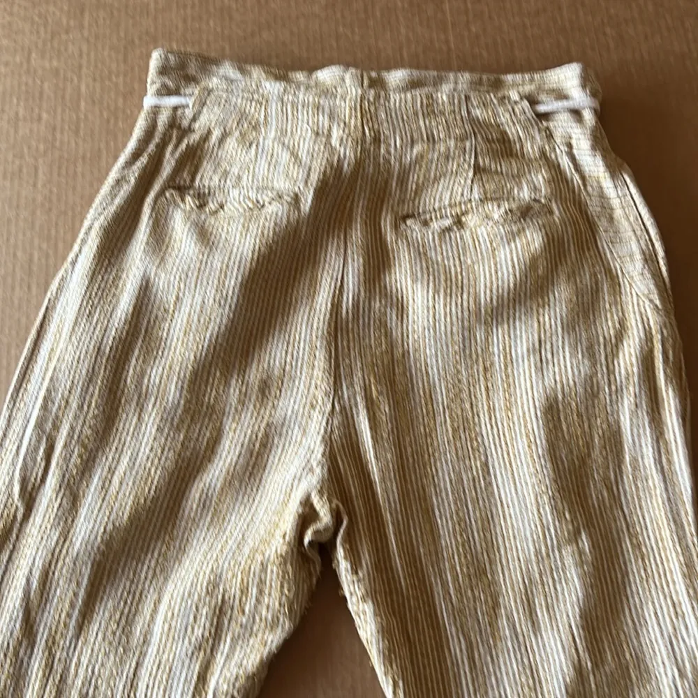 Free People CARAWAY Skinny Slim Pants mustard yellow Striped Drawstring- Size 6 - Image 13