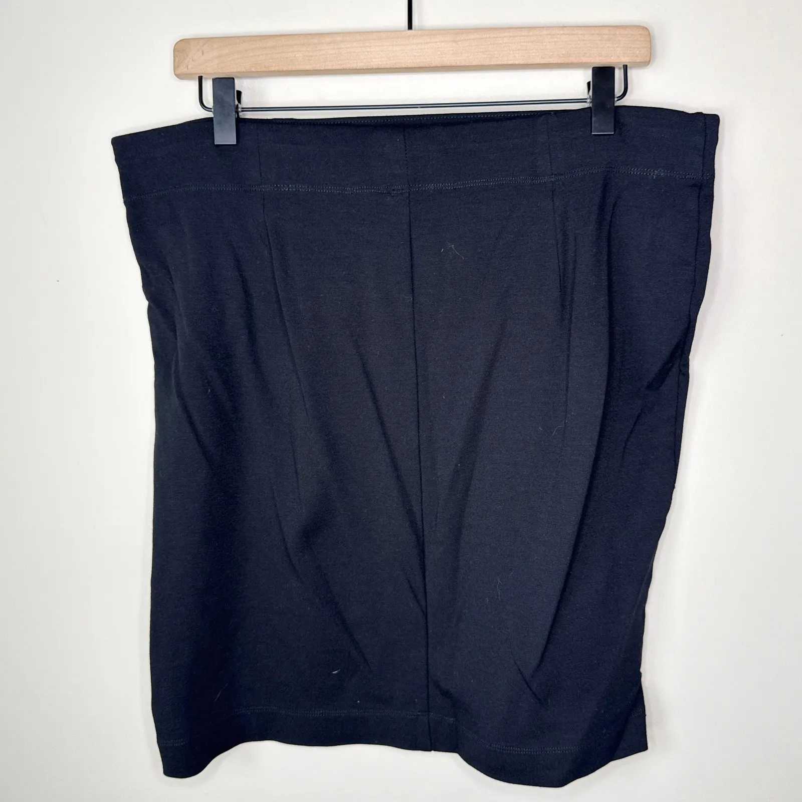 Eileen‎ Fisher Black Knit Pull-On Elastic Waist Knee Length Black Skirt Size XL - Image 3