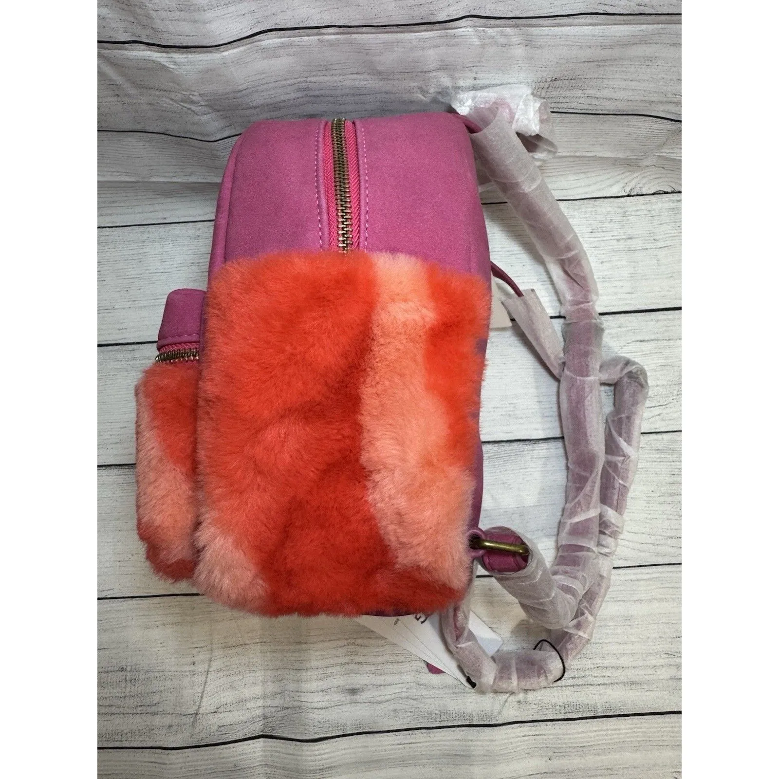 UGG Dannie II Mini Sheepskin Zebra Backback FUCHSIA - Image 5