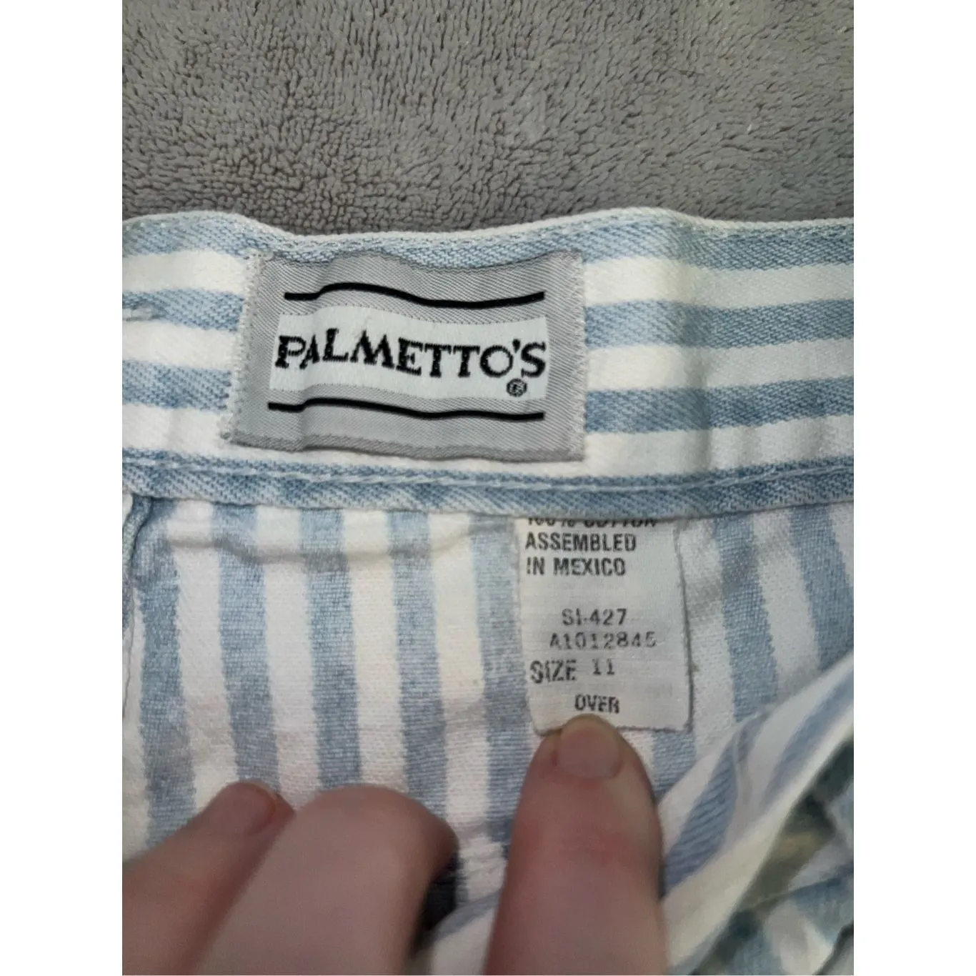 Women’s/Girls Striped Denim Bermuda Long Shorts Palmetto 11 White Size undefined - Image 4