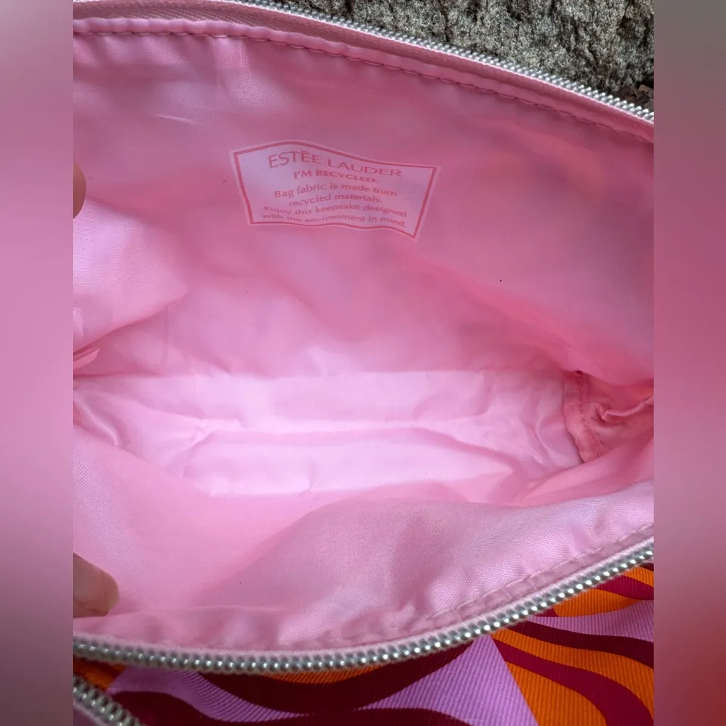 Estee Lauder Red and Purple Cosmetic Bag set with Floral Design - Image 5