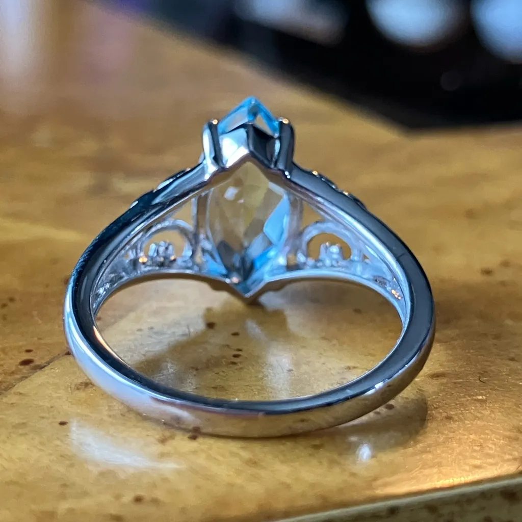 Sky Blue Topaz Marquise Ring Size 8 Silver - Image 5