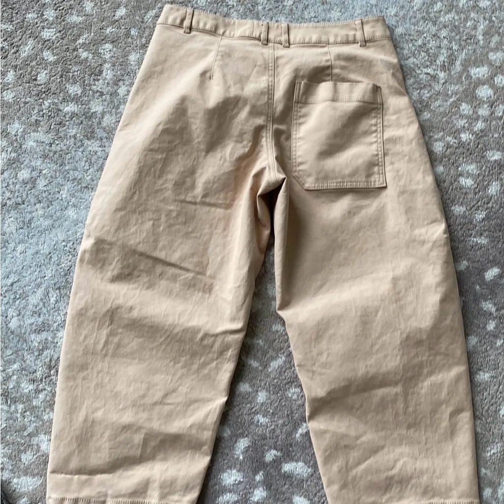Anthropologie Maeve Curved Cropped Chino Pants Barrel Leg Pants 4 Khaki - Image 7