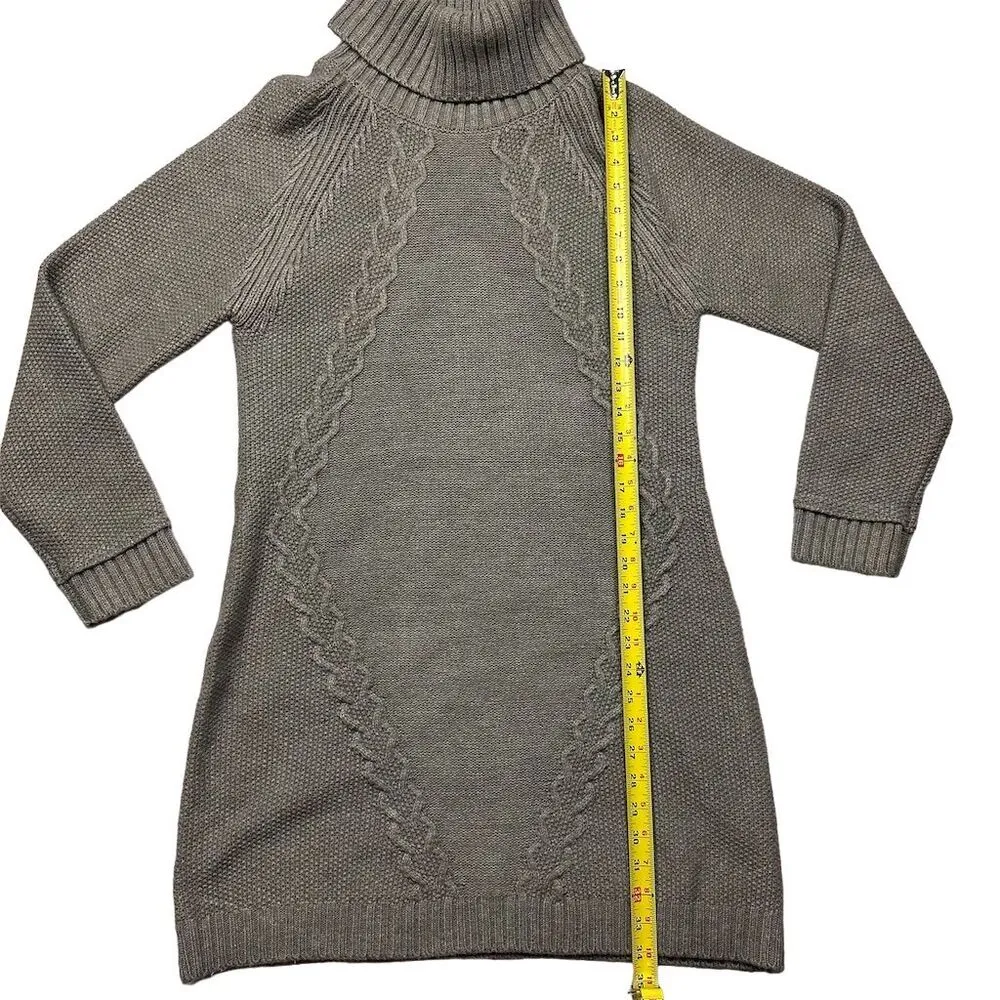 Eliza J Women's Large Gray Cable Knit Turtleneck Sweater Dress Knee Length - Image 3