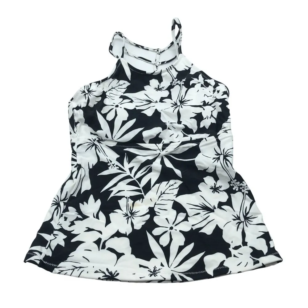 Raisins Womens St. Croix Tankini Swim Top Black White Floral Print Size S - Image 3