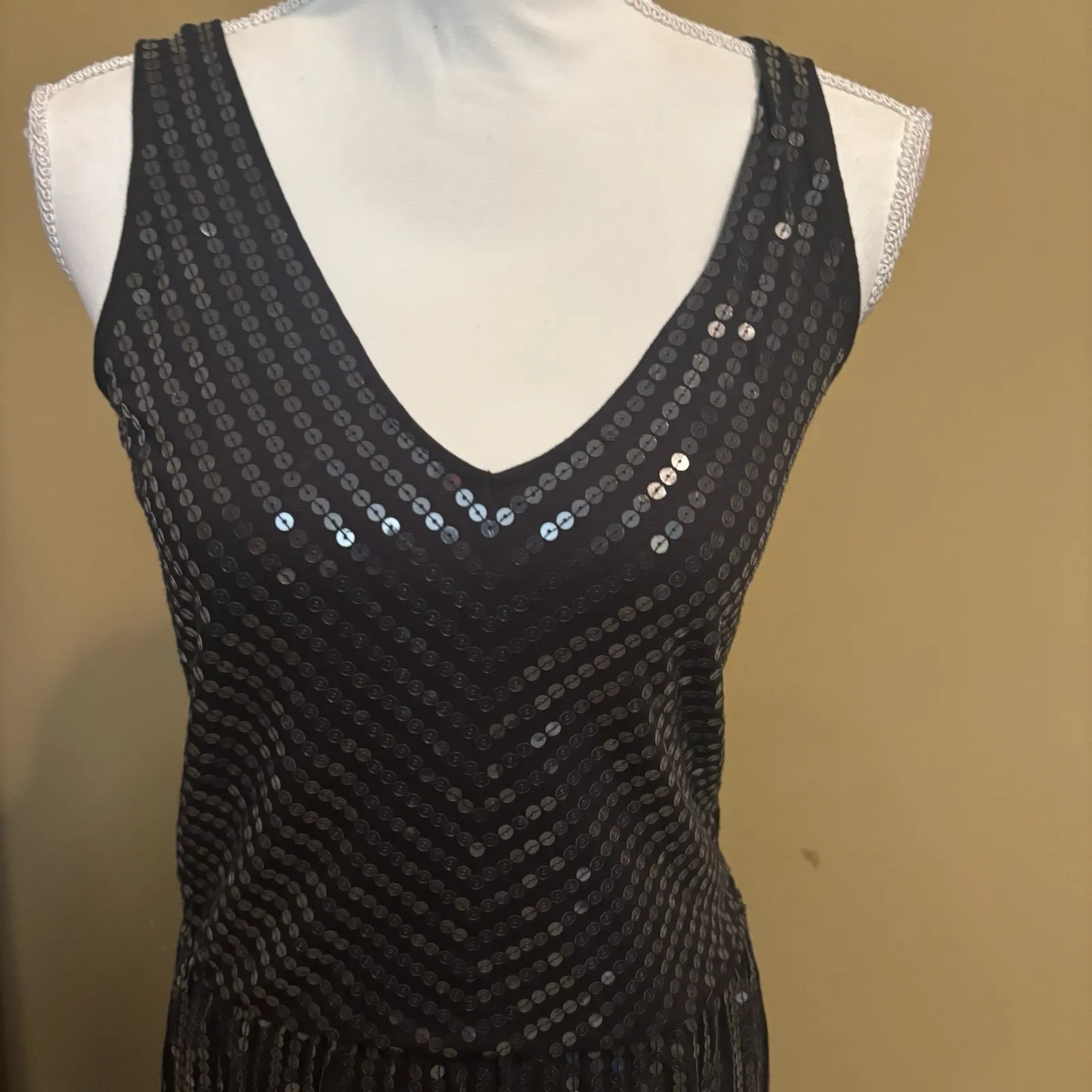 Garnet Hill Womens Black  All Over Sequin Maxi Dress Size XS Beach‎ Wedding - Image 3