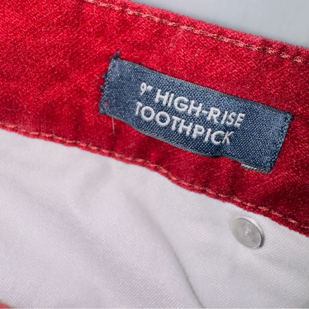 J. Crew Red Corduroy 9’’ High Rise Toothpick Skinny Jean Pants size 31 - Image 5