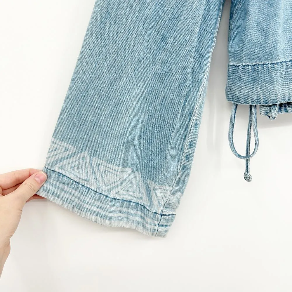 Cloth & Stone Womens Boho Denim Chambray Ombre Wrap Long Sleeve Top Size XS Blue - Image 3