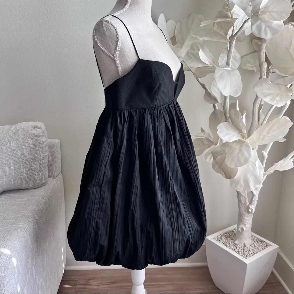 Acler Palermo Black Bubble Hem Spaghetti Straps Mini Dress Size 8 - Image 5