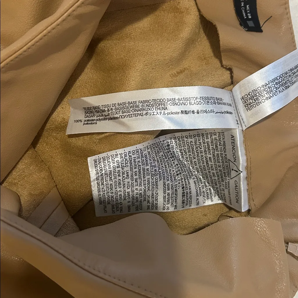 Zara Faux Leather Wrap Skort Tan Tie High Waisted Medium - Image 4