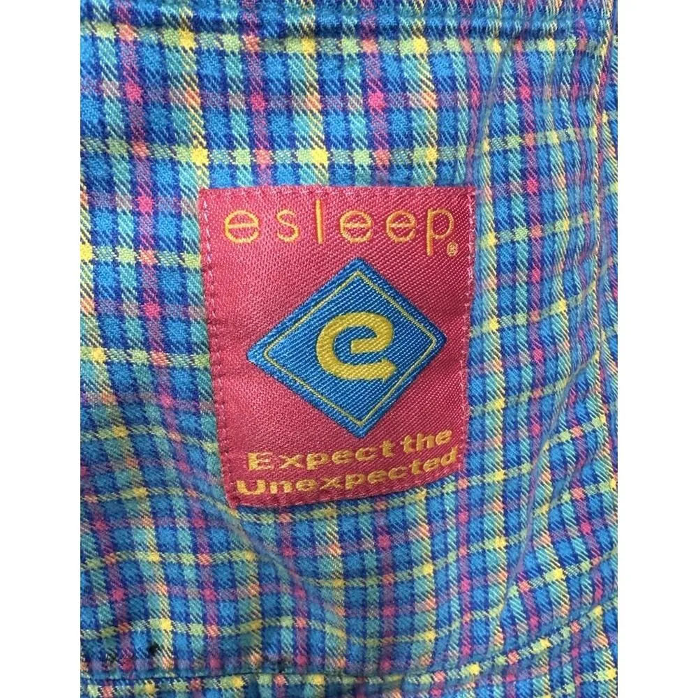 Vtg 80s 90s Esleep Plaid Capri Button Down Shirt 2 Piece Pajama Set Womens Sz M Size M - Image 13