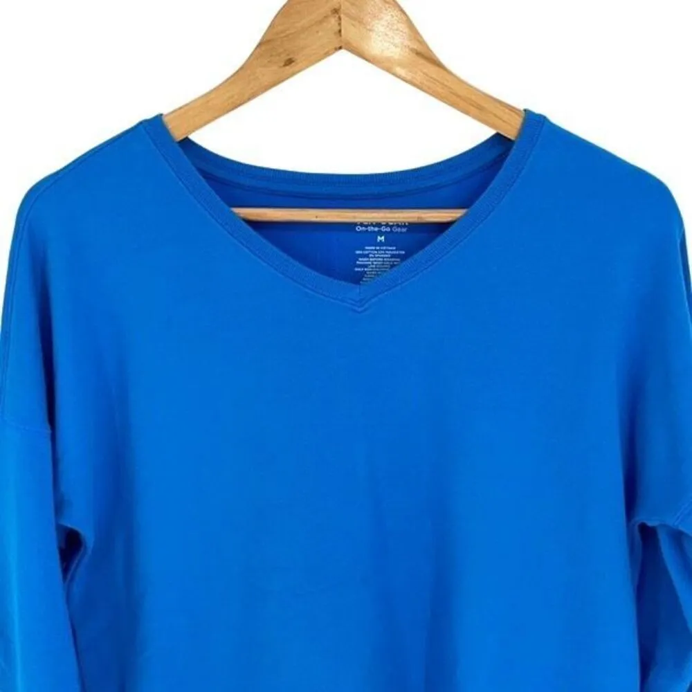 Tek Gear Womens High Low Hem V Neck Pullover Sweatshirt Blue‎ Size Medium - Image 3