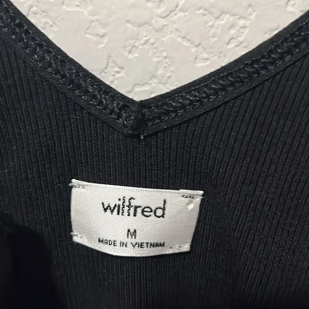 WILFRED (Aritzia) Ruffle Sleeve Low Back Bodysuit, Black, Size M - Image 6