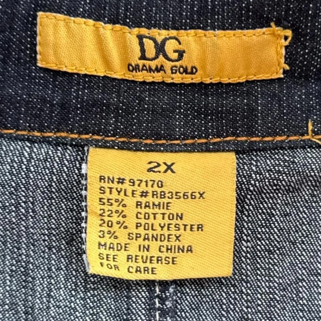 Y2K short sleeve denim button up top // plus size Blue Size 2X - Image 3