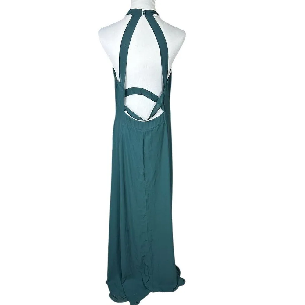 NWT Lulus Women's XL Confidently Charismatic Emerald Backless Halter Maxi Dress - Image 7