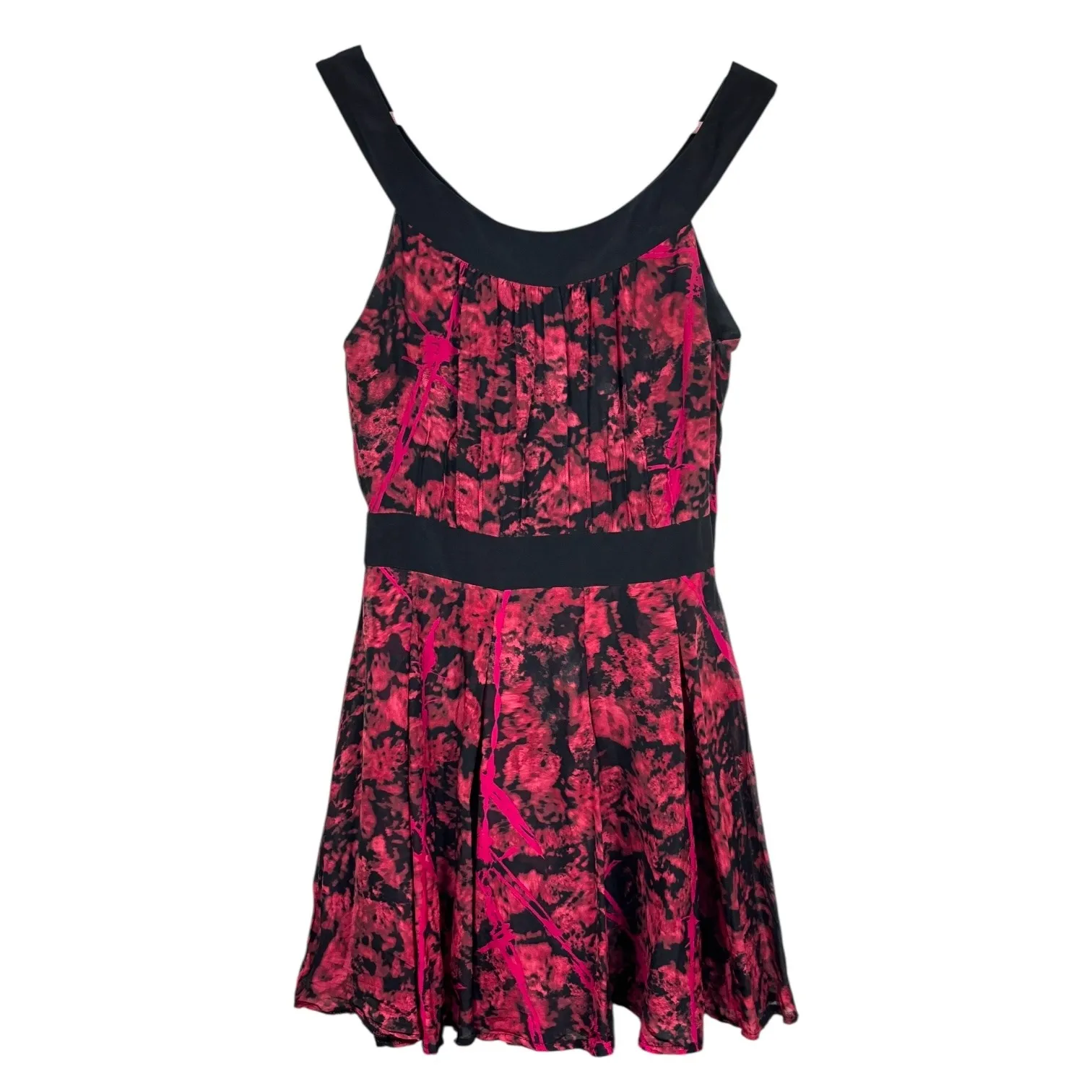 Bebe Black Pink Floral Print A Line Dress Women's Size Small Sleeveless - Image 2