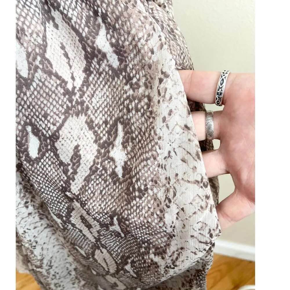 Banana Republic Snake Print Belted Dress Knee Length sz XS Strappy Chiffon Flowy - Image 9