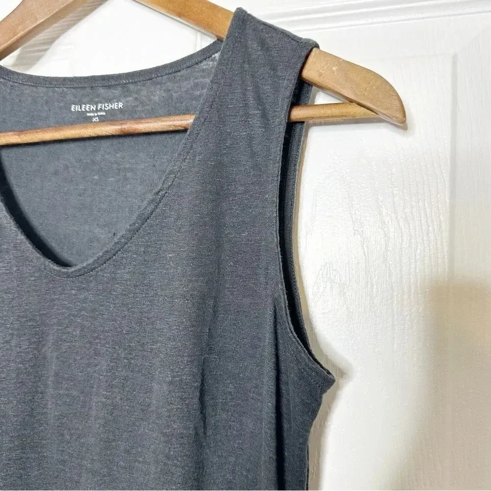 EILEEN FISHER Sleeveless Organic Linen Asymmetrical Midi Dress Minimalist‎ Sz XS - Image 2