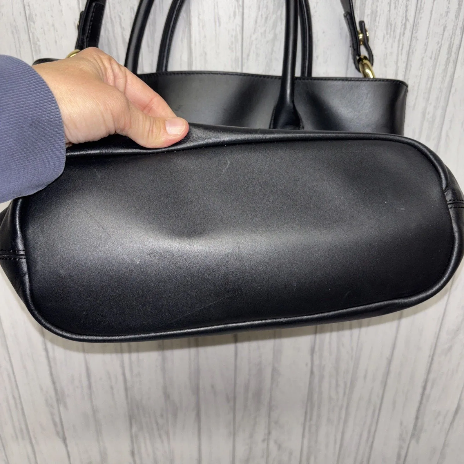 J.Crew The Harper Leather Tote Bag Black EUC - Image 7