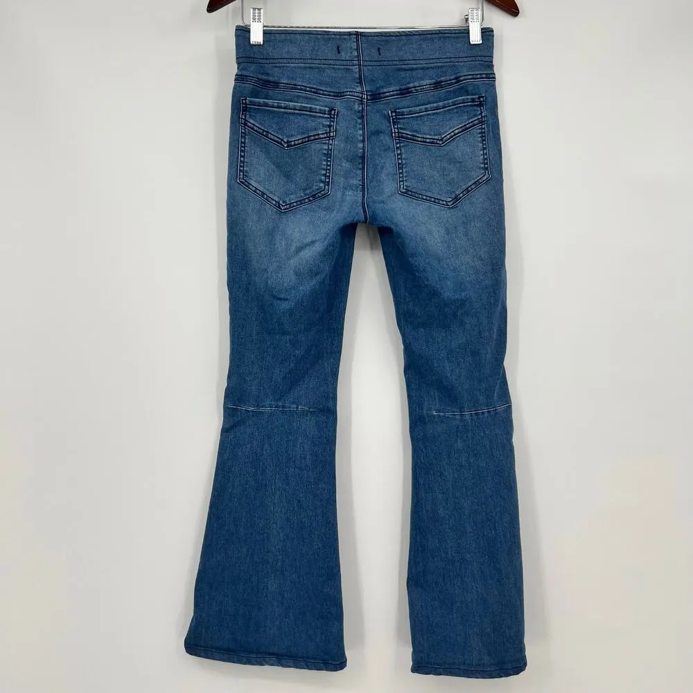Free People We The Free Penny Pull On Flare blue Jeans stretch boho size 27 - Image 5