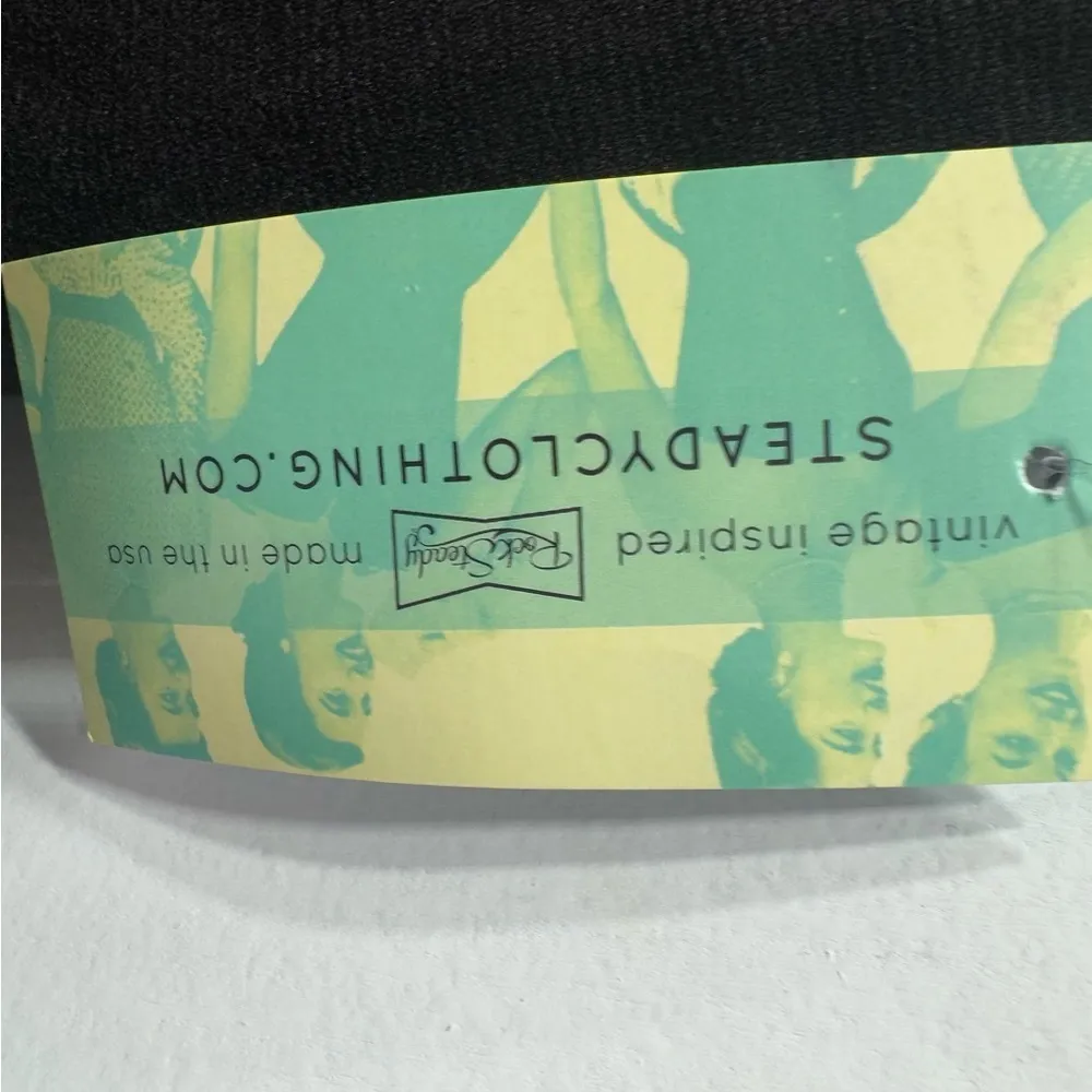 Black Sheer Polka Dot Lace Peplum Top Sweetheart Bodice Rockabilly Rock Steady Size M - Image 7