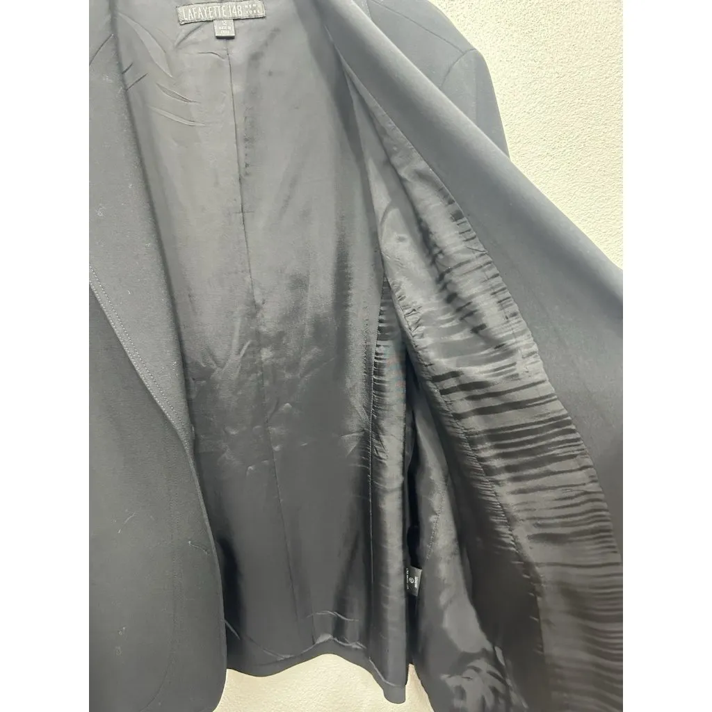 LAFAYETTE 148 New York Black Crepe Wool Blend 2-Button Blazer Coat Jacket 12 = L - Image 5