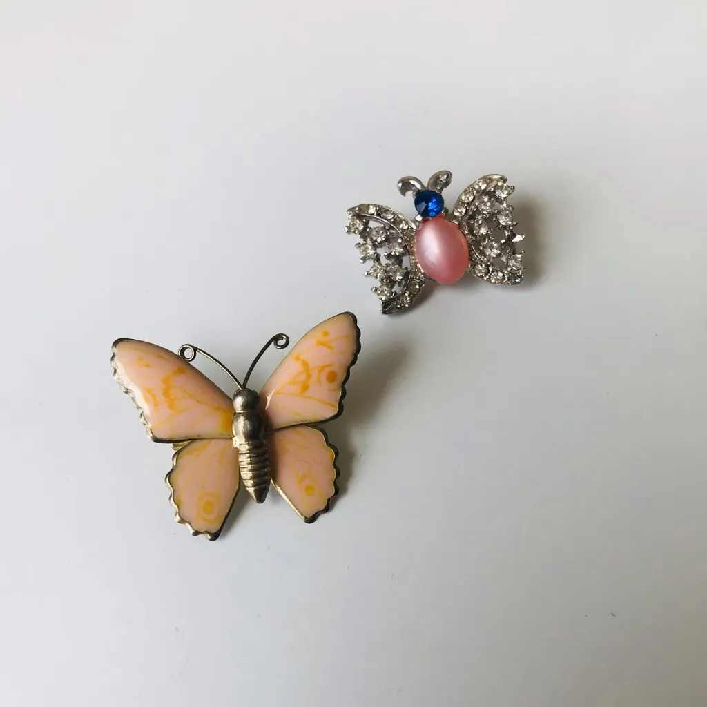 Butterfly Brooches, Vintage Silver - Image 2