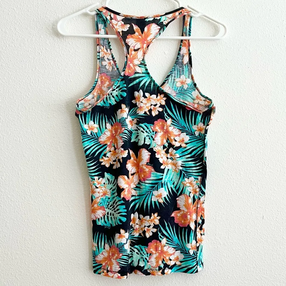 Victoria’s Secret PINK Tropical Floral Hawaiian Palm Racerback Tank Top Small - Image 3