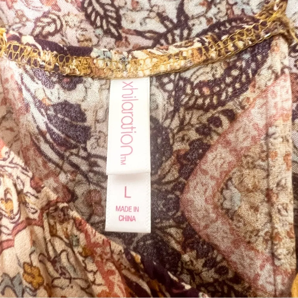 Boho Orange & Purple Paisley Sleeveless Flowy High Lo Slit Maxi Dress Size Large - Image 8