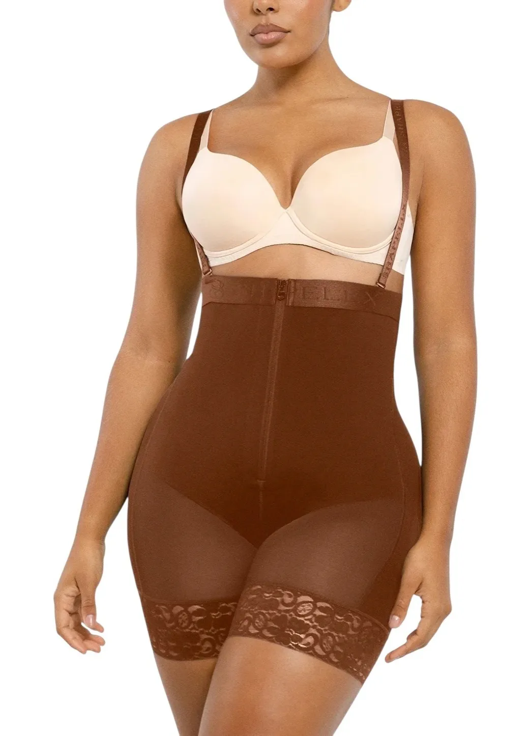 Shapellx NWT AirSlim Firm Tummy Compression Shaping Short Shapewear Brown Med - Image 1