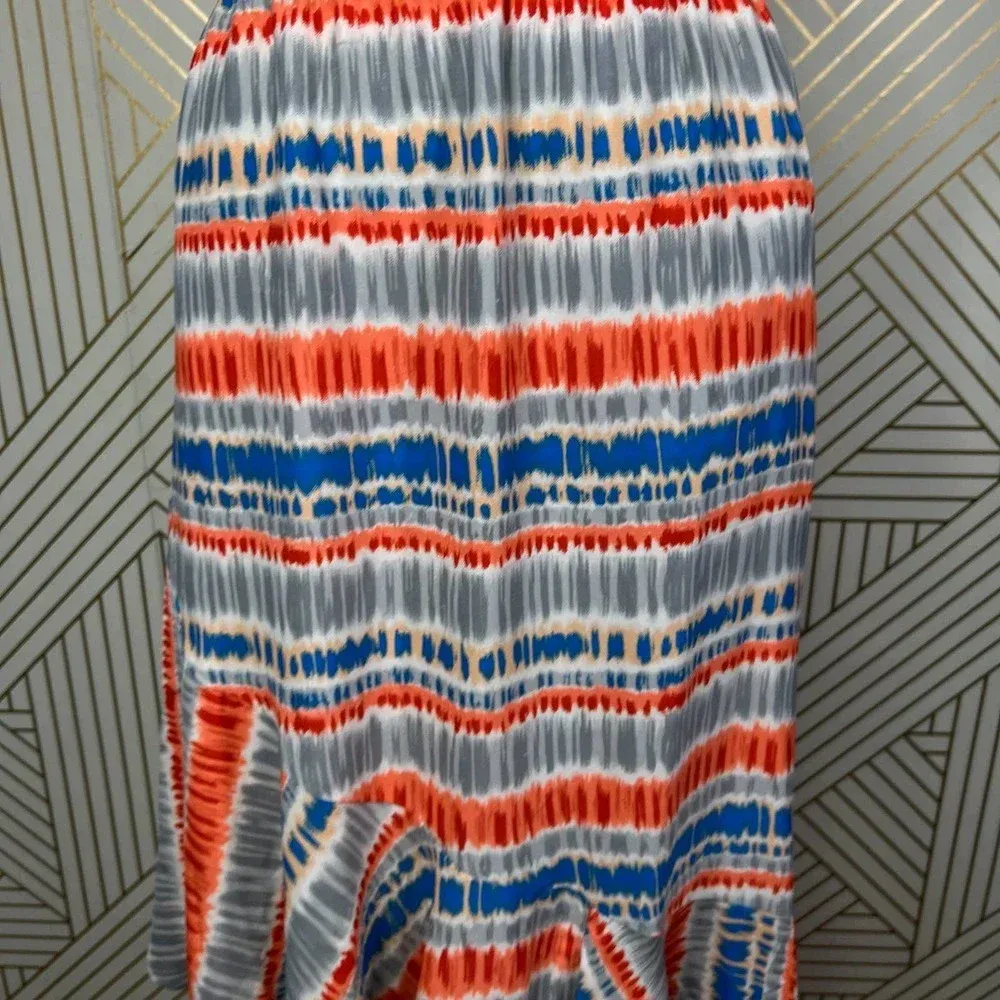 Tolani Miri Tiered Wrap‎ Maxi Skirt in Red Orange Blue Size US Small - Image 5