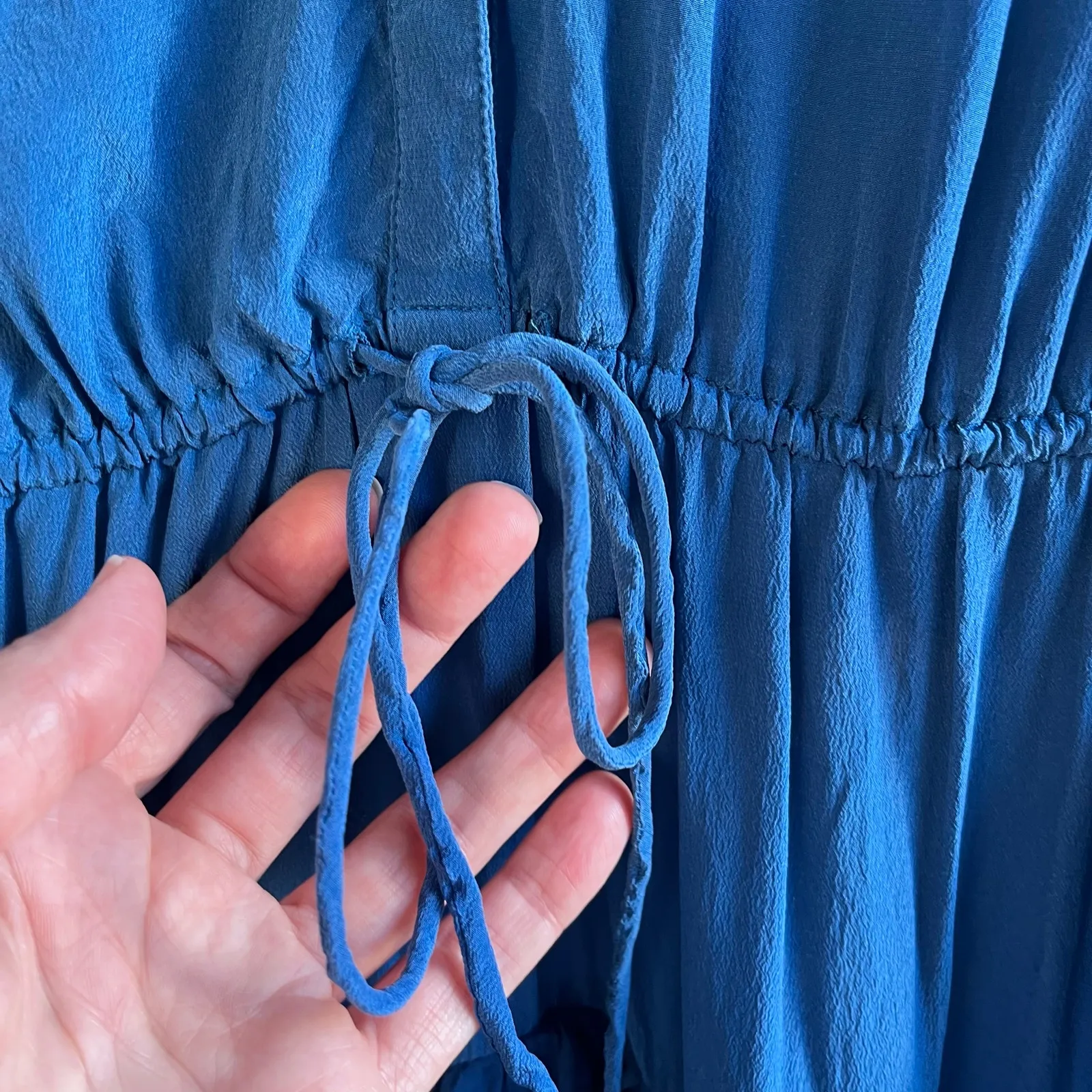 Anthropologie Lil' Women's Blue 100% Silk Ruffled Mini Dress Size 4 - Image 5