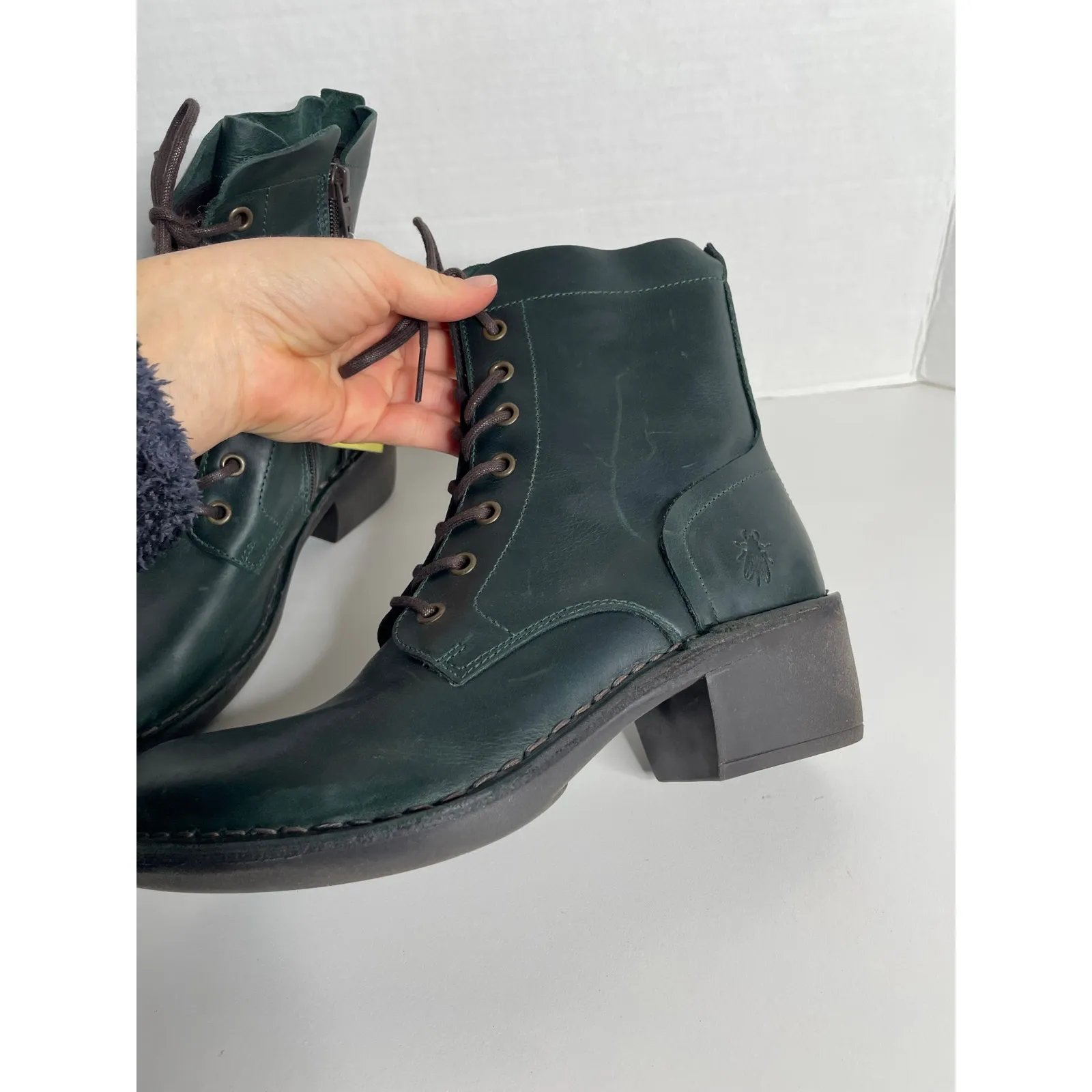 NEW NWOB Fly London Women's MILU Side-Zip Lace-up Ankle Boot Green Sizde 37 - Image 5