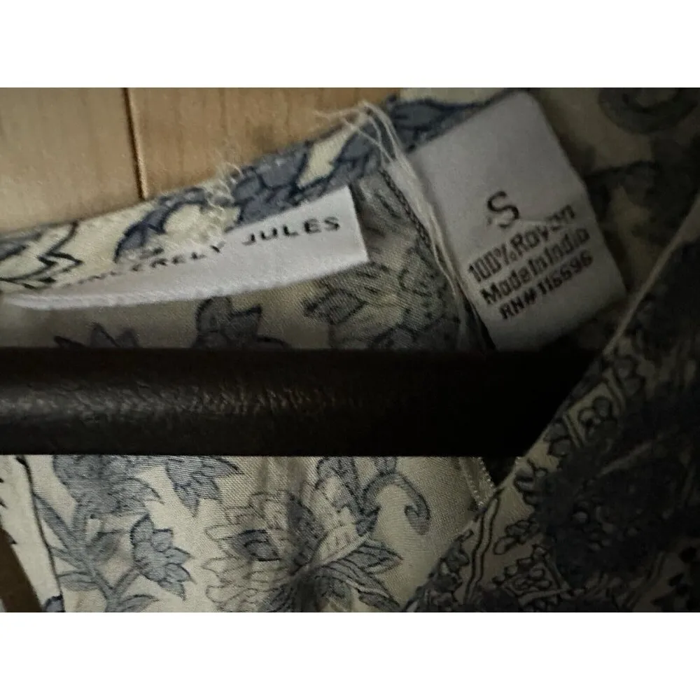 Sincerely Jules Womens Dolman Sleeve Floral A Line Dress Blue White Size Small - Image 3