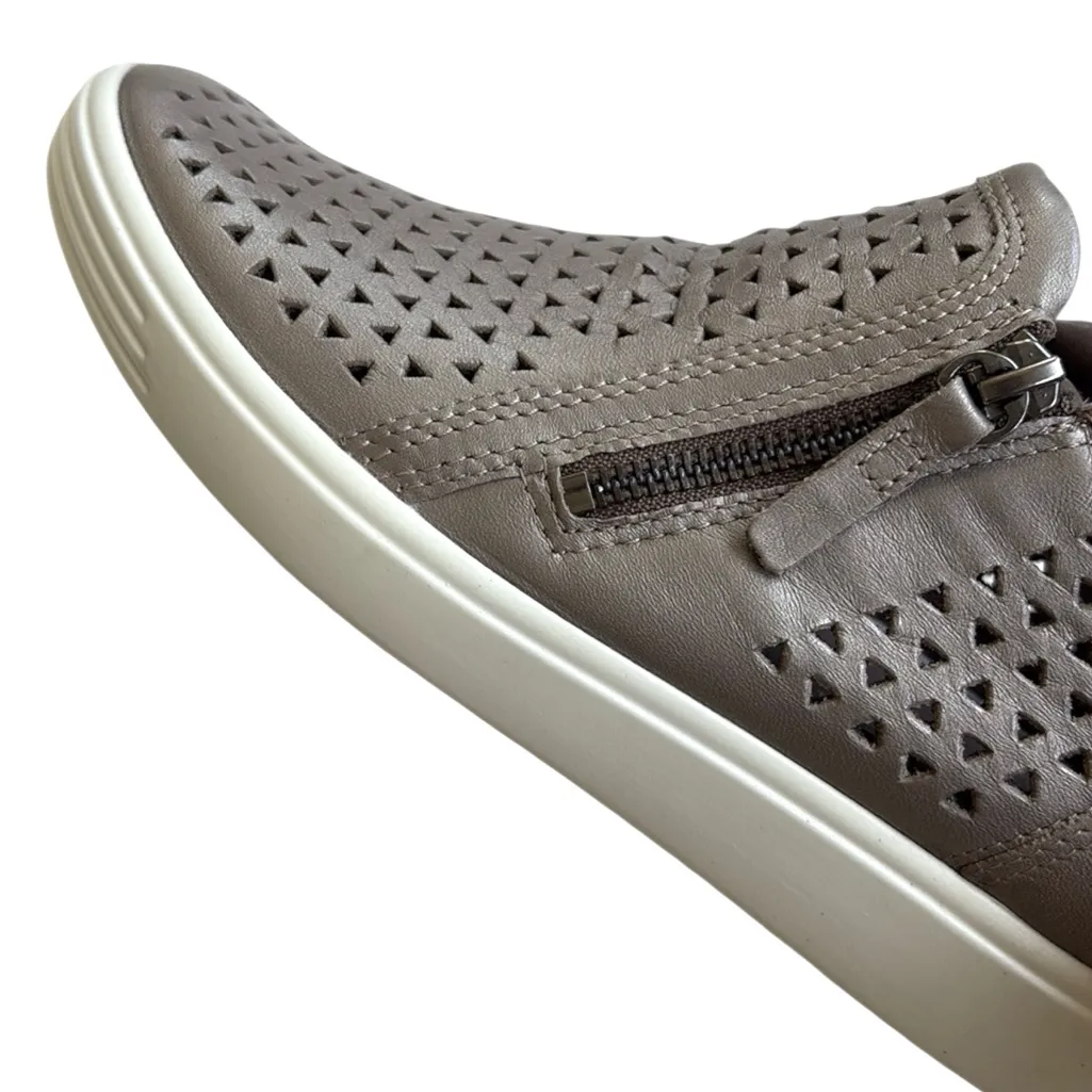 EUC Ecco Leather Soft 7 Laser Cut Booties Pewter Size 6 - Image 5