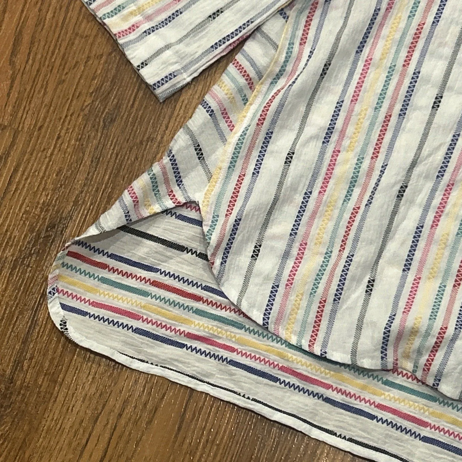 Habitat Button Up Shirt Womens Medium Wrap Around Fiesta Tunic Cotton Blend Top - Image 4