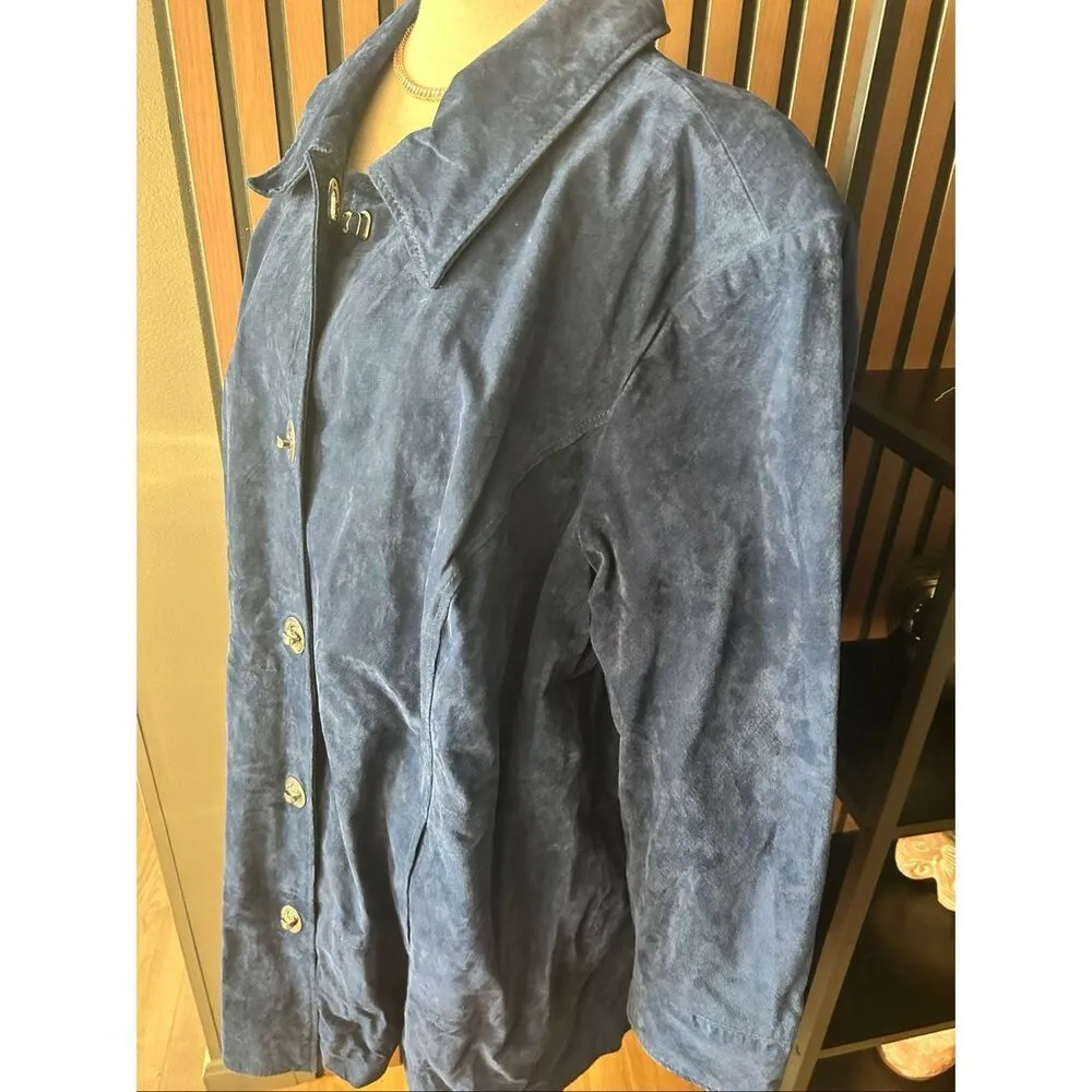 Dennis Basso blue suede jacket size 3x stylish heavy - Image 3