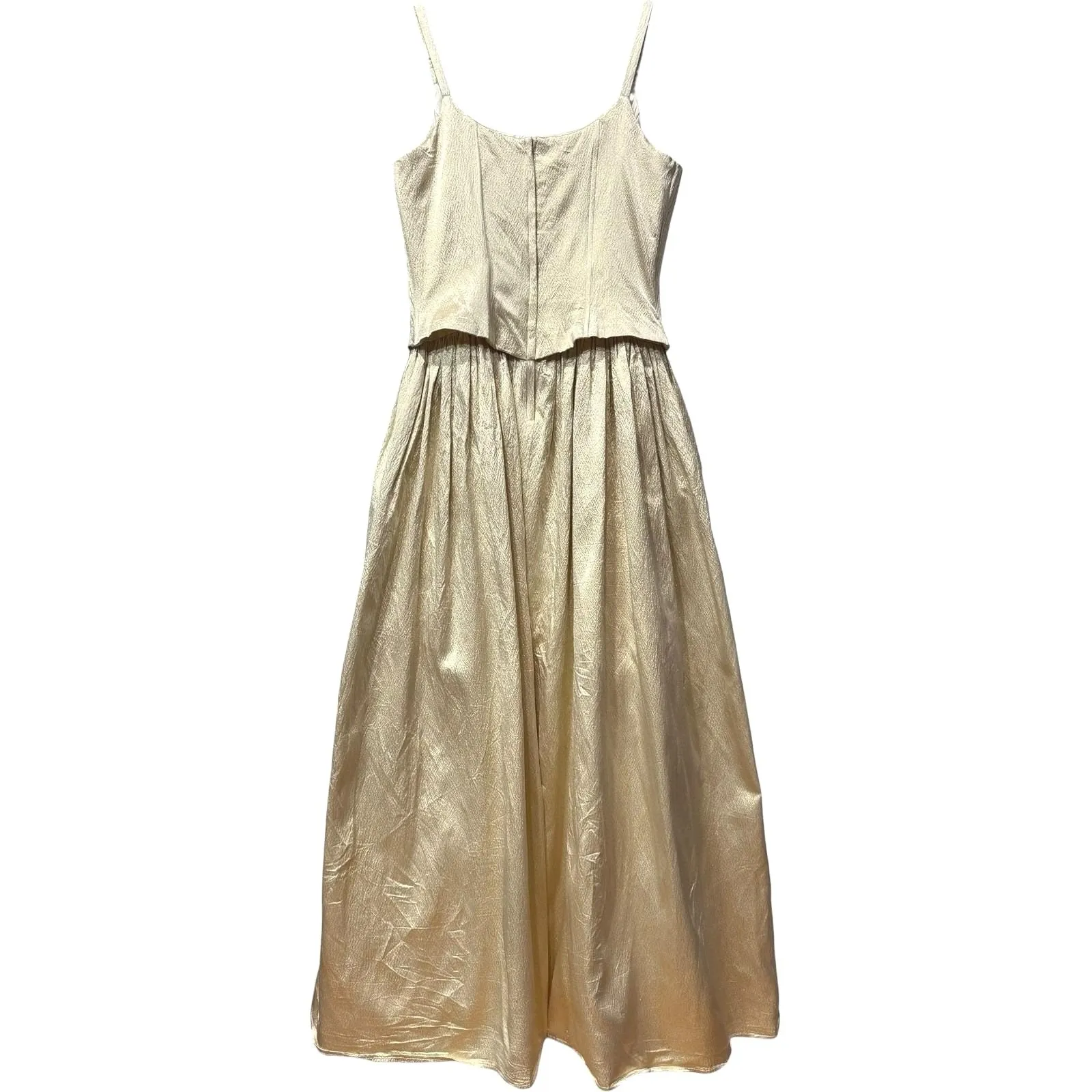Vintage Gunne Sax 80s Jessica McClintock Gold Lame Tulle Fairycore Maxi Dress S - Image 2