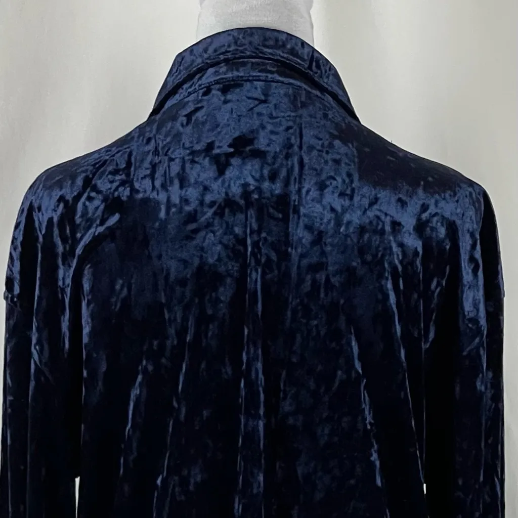 ZARA Blue Velvet Buttoned Down Skirt Size M - Image 6