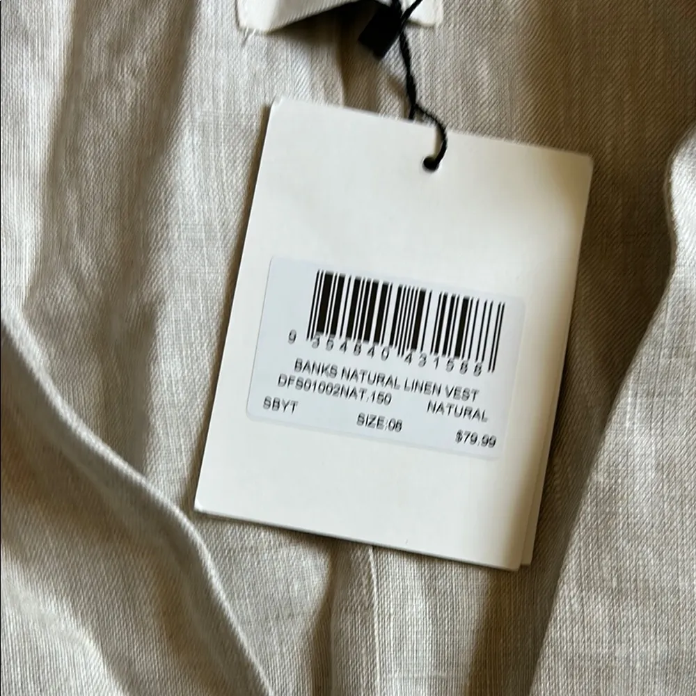 DISSH Cream Fitted Buttoned Top with Mandarin Collar White Size 4 - Image 3