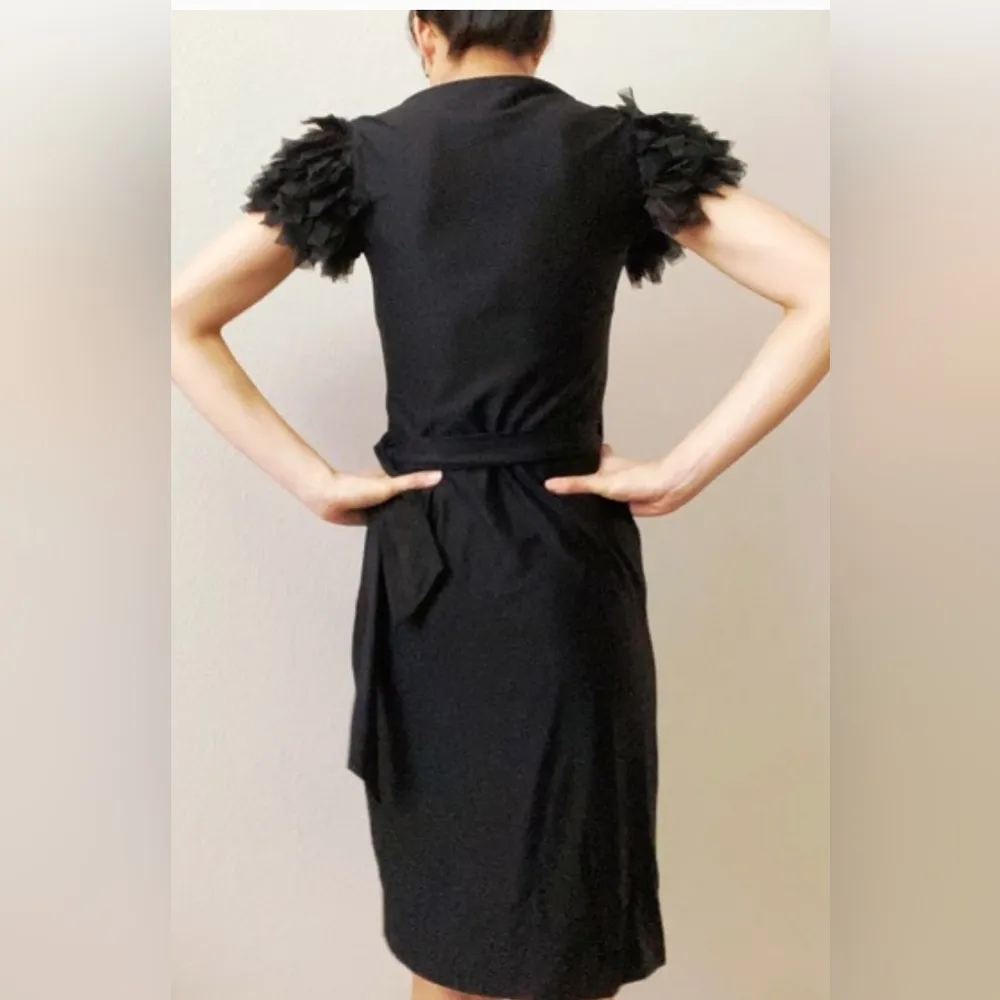 DVF Black Beulah V-neck Midi Wrap Dress - Image 8