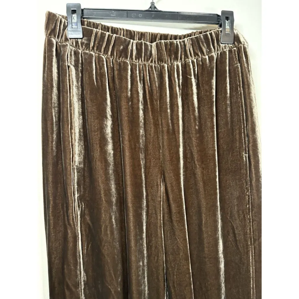 EILEEN FISHER Velvet Lantern Ankle Pants Size Medium Wren Chocolate Brown - Image 3