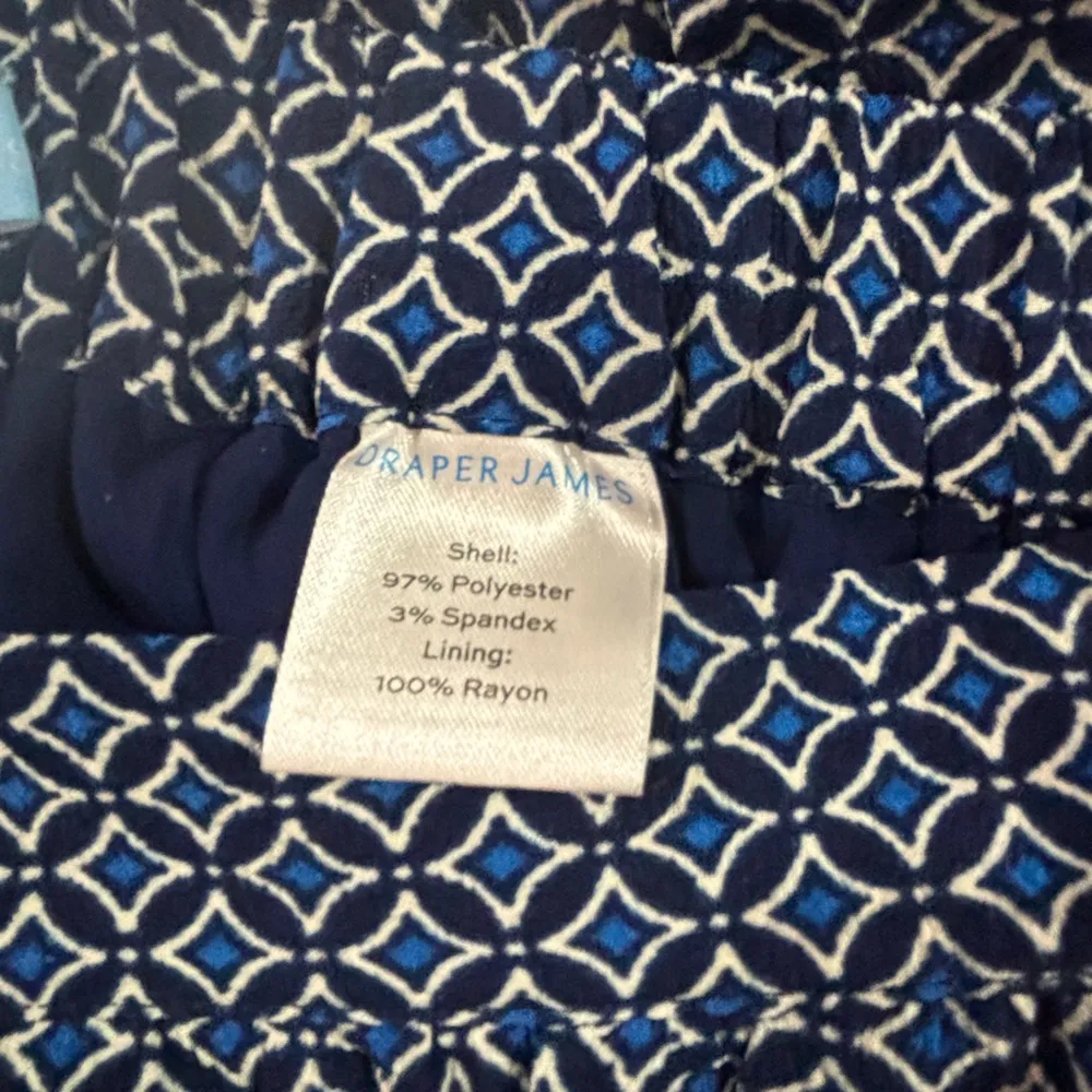 Draper James Navy & White Geometric Button Front Pull On A-Line Midi Skirt S - Image 10