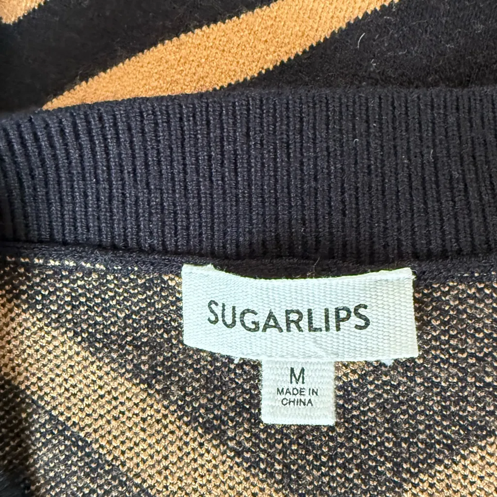 SUGARLIPS Black & Tan Abstract Sweater, Size Medium - Image 3