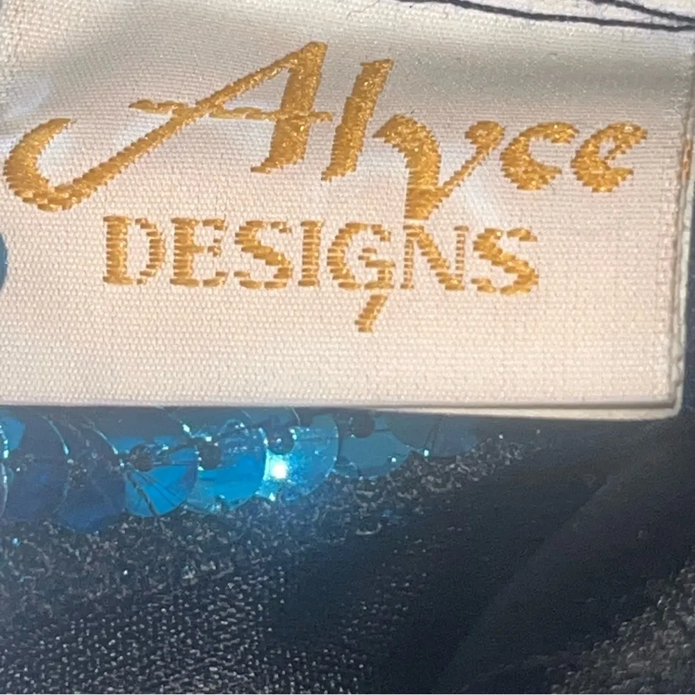 VTG Alyce Designs Blue Silver Halter Party Sequin Mini Dress 12 - Image 9