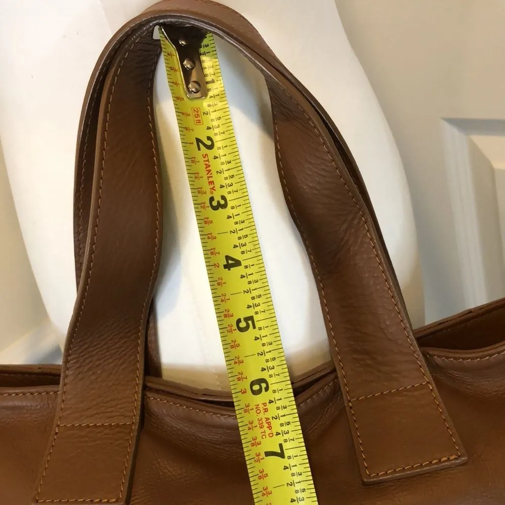 ANNA PAOLA Brown Leather Woven Tote Bag w Crossbody Strap Gold Hardware Feet - Image 5