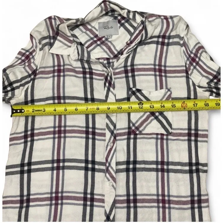 Rails‎ Hunter Plaid Button Down Shirt Small Chico Petit White Purple Black EUC - Image 4