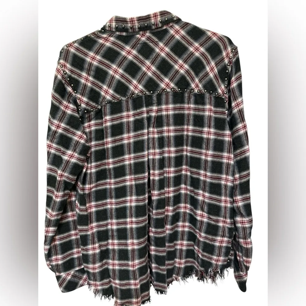 Rails Blouse Women's Studded Plaid Button Down Rex Charcoal Berry Blush - Image 2