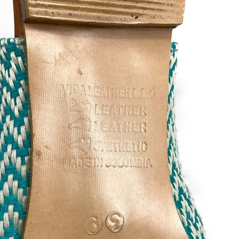 Silvia Cobos Blue Tassel Woven Mules Bright Summer Shoes Pointed Toe Low Heel 39 Size 8 - Image 11