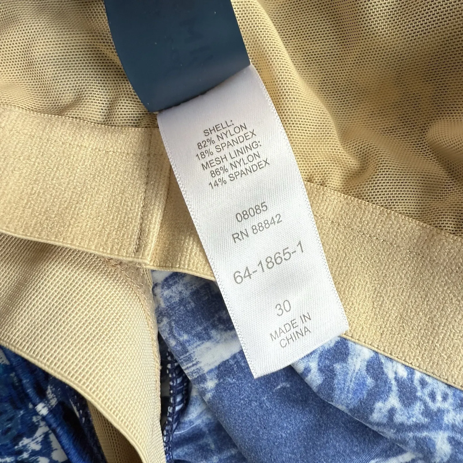 Swimsuit for All Tankini Swim Top Plus 30 5X V Tiered Blue Batik Flowy Modest - Image 5